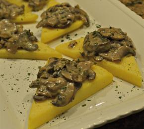 Fried Polenta Squares with Creamy Mushroom Ragu Photo