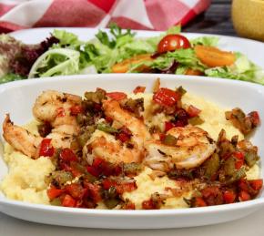 Sauteed Shrimp over Polenta Photo