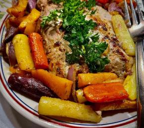 Sheet Pan Balsamic Pork Tenderloin with Rainbow Vegetables Photo