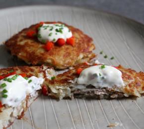 Sausage-Stuffed Potato Pancakes Photo