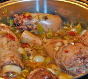 Spicy Mediterranean Chicken with Sausage-Stuffed Cherry Peppers Photo