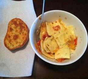 Cheese Ravioli with Three Pepper Topping Photo