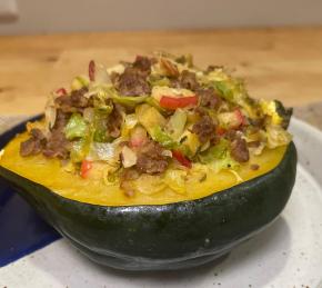 Sausage and Cabbage Stuffed Acorn Squash Photo