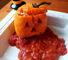 Jack-o'-Lantern Stuffed Peppers Photo