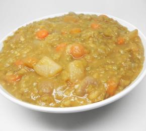 Split Pea Soup with Homemade Ham Bone Stock Photo