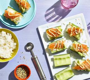 Salmon-Avocado Cucumber Sushi Boats Photo