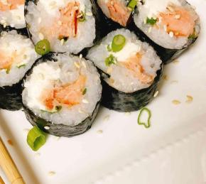 Homemade Salmon Sushi Rolls Photo