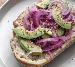 Avocado Toast with Quick Pickled Red Onions Photo