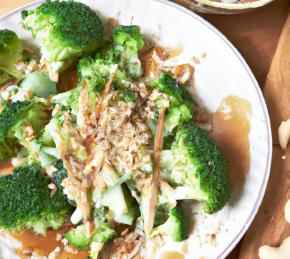 Steamed Broccoli with Peanut Sauce Photo