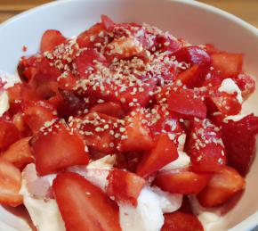 Strawberry Whip in a Black Sesame Tuile Photo