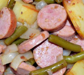 Grilled Sausage with Potatoes and Green Beans Photo
