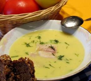 Potato Cream Soup with Horseradish and Smoked Trout Photo